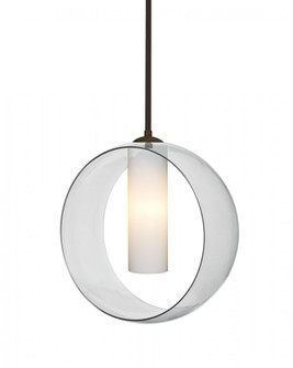 Besa, Plato Stem Pendant, Clear/Opal, Bronze Finish, 1x60W Medium Base, 15Ft. Cord (127|1TT-PLATOCL-BR-L)