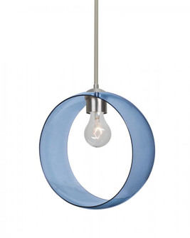 Besa, Plato Stem Pendant, Blue, Satin Nickel Finish, 1x60W Medium Base, 15Ft. Cord (127|1TT-PLATOBL-SN-NI-L)