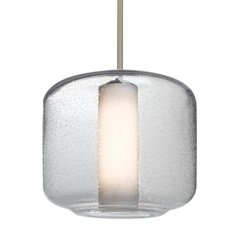 Besa Niles 10 Pendant, Clear Bubble/Opal, Satin Nickel Finish, 1x60W Medium Base T10, 15Ft. Cord (127|1TT-NILES10CO-SN-L)
