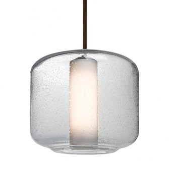 Besa Niles 10 Pendant, Clear Bubble/Opal, Bronze Finish, 1x5W LED, 15Ft. Cord (127|1TT-NILES10CO-LED-BR-L)