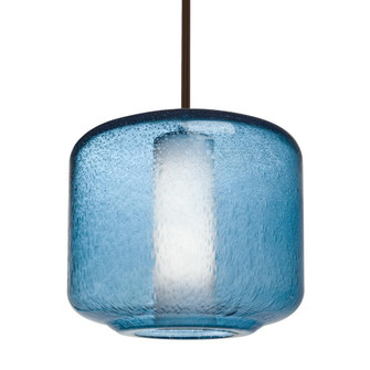 Besa Niles 10 Pendant, Blue Bubble/Opal, Bronze Finish, 1x5W LED, 15Ft. Cord (127|1TT-NILES10BO-LED-BR-L)