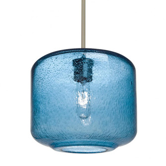 Besa Niles 10 Pendant, Blue Bubble, Satin Nickel Finish, 1x60W Medium Base T10, 15Ft. Cord (127|1TT-NILES10BL-SN-L)