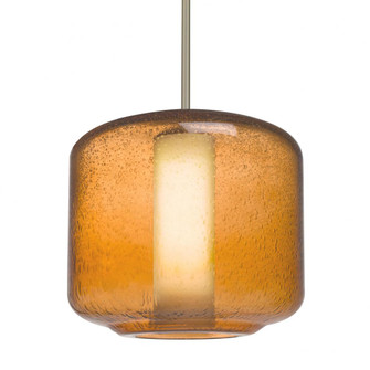 Besa Niles 10 Pendant, Amber Bubble/Opal, Satin Nickel Finish, 1x5W LED, 15Ft. Cord (127|1TT-NILES10AO-LED-SN-L)