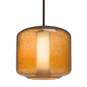 Besa Niles 10 Pendant, Amber Bubble/Opal, Bronze Finish, 1x5W LED, 15Ft. Cord (127|1TT-NILES10AO-LED-BR-L)