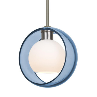 Besa Mana Pendant, Blue/Opal, Satin Nickel Finish, 1x60W Medium Base, 15Ft. Cord (127|1TT-MANABL-SN-L)