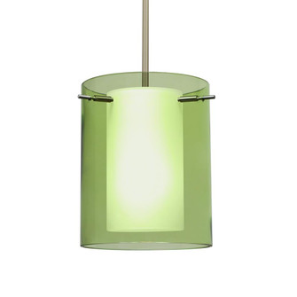 Besa Stem Pendant Pahu 8 Satin Nickel Transparent Olive/Opal 1x100W Medium Base, 15Ft. Cord (127|1TT-L00607-SN-L)