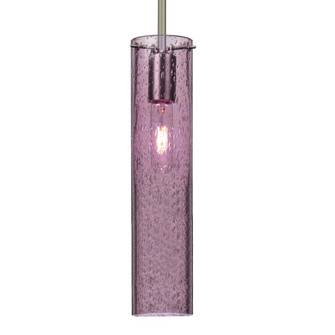 Besa, Juni 16 Stem Pendant, Plum Bubble, Satin Nickel, 1x60W Medium Base, 15Ft. Cord (127|1TT-JUNI16PL-SN-L)