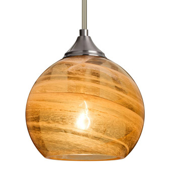 Besa, Jilly Stem Pendant, Vapor Amber, Satin Nickel Finish, 1x60W Medium Base, 15Ft. Cord (127|1TT-JILLYAM-SN-L)