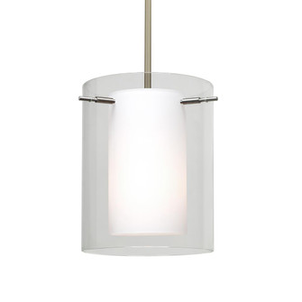 Besa Stem Pendant Pahu 8 Satin Nickel Clear/Opal 1x100W Medium Base, 15Ft. Cord (127|1TT-C00607-SN-L)