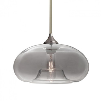 Besa Stem Pendant Bana Satin Nickel Smoke 1x60W Medium Base, 15Ft. Cord (127|1TT-BANASM-SN-L)