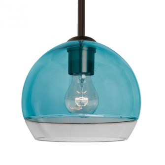 Besa, Ally 8 Stem Pendant, Coral Blue/Clear, Bronze Finish, 1x60W Medium Base (127|1TT-ALLY8BL-BR)