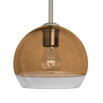 Besa, Ally 8 Stem Pendant, Amber/Clear, Satin Nickel Finish, 1x60W Medium Base (127|1TT-ALLY8AM-SN)