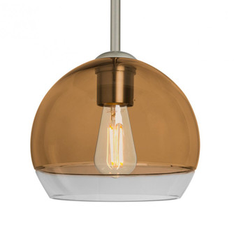 Besa, Ally 8 Stem Pendant, Amber/Clear, Satin Nickel Finish, 1x5W LED Filament (127|1TT-ALLY8AM-EDIL-SN)