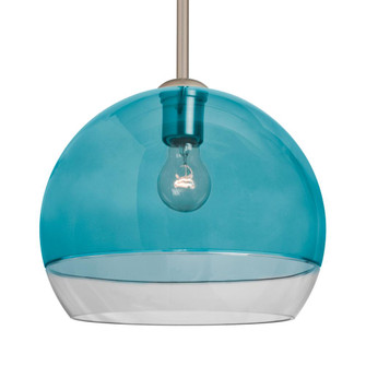 Besa, Ally 12 Stem Pendant, Coral Blue/Clear, Satin Nickel Finish, 1x60W Medium Base, (127|1TT-ALLY12BL-SN-L)