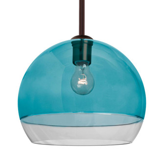 Besa, Ally 12 Stem Pendant, Coral Blue/Clear, Bronze Finish, 1x60W Medium Base, 15Ft. (127|1TT-ALLY12BL-BR-L)