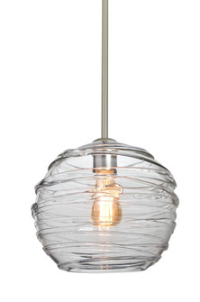 Besa Wave 10 Stem Pendant Satin Nickel Clear 1x8W LED Filament, 15Ft. Cord (127|1TT-462761-EDIL-SN-L)