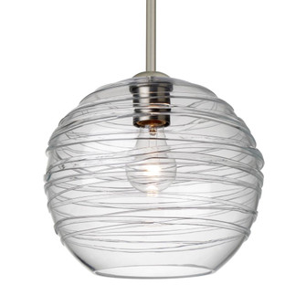 Besa Wave 10 Stem Pendant Satin Nickel Clear 1x60W Medium Base, 15Ft. Cord (127|1TT-462761-SN-L)