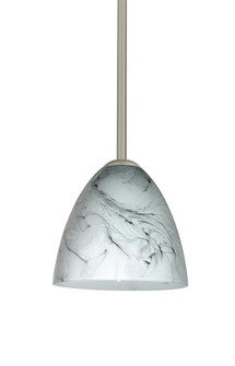 Besa Vila LED Pendant Marble Grigio Satin Nickel 1x9W LED, 15Ft. Cord (127|1TT-4470MG-LED-SN-L)