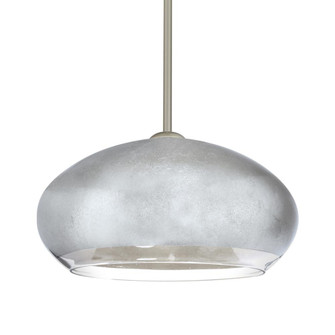 Besa Brio 14 Stem Pendant Satin Nickel Silver Foil 1x9W LED, 15Ft. Cord (127|1TT-4345SF-LED-SN-L)