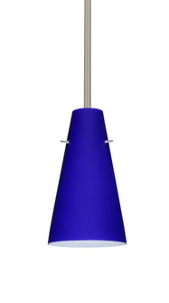 Besa Cierro Stem Pendant Satin Nickel Cobalt Blue Matte 1x100W Medium Base, 15Ft. Cord (127|1TT-4124CM-SN-L)