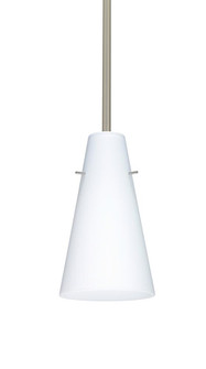 Besa Cierro Stem Pendant Satin Nickel Opal Matte 1x100W Medium Base, 15Ft. Cord (127|1TT-412407-SN-L)