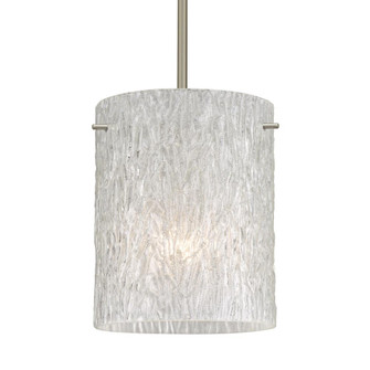 Besa Pendant Tamburo 8 Satin Nickel Glitter Stone 1x11W LED, 15Ft. Cord (127|1TT-4006GL-LED-SN-L)