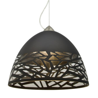 Besa Kiev Pendant, Black, Satin Nickel Finish, 1x9W LED, 15Ft. Cord (127|1KX-KIEVBK-LED-SN-L)