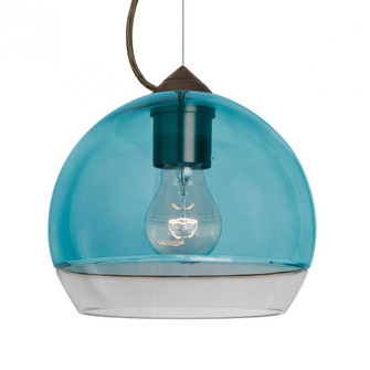 Besa, Ally 8 Cable Pendant, Coral Blue/Clear, Bronze Finish, 1x60W Medium Base (127|1KX-ALLY8BL-BR)