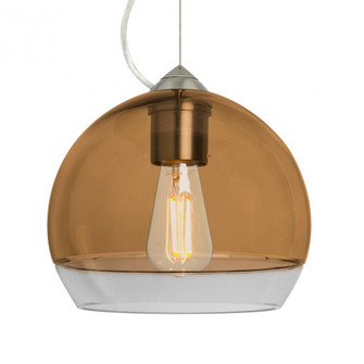 Besa, Ally 8 Cable Pendant, Amber/Clear, Satin Nickel Finish, 1x5W LED Filament, 15Ft. Cable (127|1KX-ALLY8AM-EDIL-SN-L)