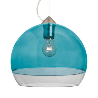 Besa, Ally 12 Cable Pendant, Coral Blue/Clear, Satin Nickel Finish, 1x60W Medium Base, 15Ft. Cable (127|1KX-ALLY12BL-SN-L)