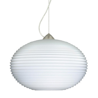 Besa Pape 12 Pendant 1Kx Opal Ribbed Satin Nickel 1x75W Medium Base, 15Ft. Cord (127|1KX-491307-SN-L)