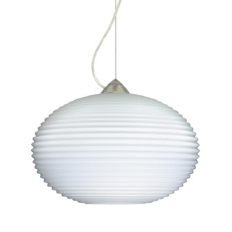 Besa Pape 10 Pendant 1Kx Opal Ribbed Satin Nickel 1x100W Medium Base, 15Ft. Cord (127|1KX-491207-SN-L)