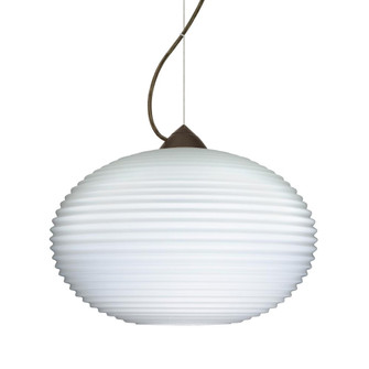 Besa Pape 10 Pendant 1Kx Opal Ribbed Bronze 1x100W Medium Base, 15Ft. Cord (127|1KX-491207-BR-L)