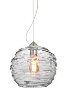 Besa Wave 10 Pendant Satin Nickel Clear 1x8W LED Filament, 15Ft. Cord (127|1KX-462761-EDIL-SN-L)