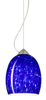 Besa Lucia Stem Pendant Blue Cloud Satin Nickel 1x100W Medium Base, 15Ft. Cord (127|1KX-169786-SN-L)