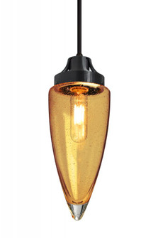 Besa, Sulu Cord Pendant, Amber Bubble, Black Finish, 1x8W LED Filament, 15Ft. Cord (127|1JT-SULUAM-EDIL-BK-L)