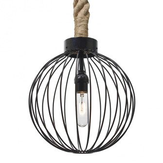 Besa Sultana Globe Rope Pendant, Black, 1x8W LED Filament, 15Ft. Cord (127|1JT-SULTANA-G-EDIL-BK-L)