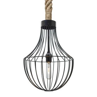 Besa Sultana Flare Rope Pendant, Black, 1x40W T10, 15Ft. Cord (127|1JT-SULTANA-F-BK-L)