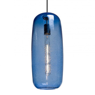 Besa, Pinot 18 Cord Pendant, Blue Bubble, Black FInish 1x4W LED Filament, 15Ft. Cord (127|1JT-PINOT18BL-EDIL-BK-L)