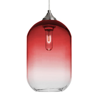 Besa, Omega 12 Cord Pendant, Red/Clear, Satin Nickel Finish, 1x60W Medium Base, 15Ft. Cord (127|1JT-OMEGA12RD-SN-L)