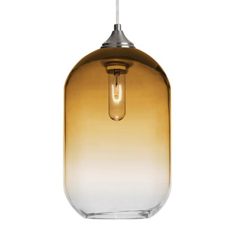 Besa, Omega 12 Cord Pendant, Amber/Clear, Satin Nickel Finish, 1x60W Medium Base, 15Ft. Cord (127|1JT-OMEGA12AM-SN-L)