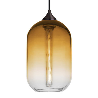 Besa, Omega 12 Cord Pendant, Amber/Clear, Bronze Finish, 1x5W LED Filament LED Filament, 15ft. (127|1JT-OMEGA12AM-EDIL-BR-L)