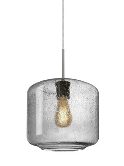 Besa Niles 10 Pendant, Clear Bubble, Satin Nickel Finish, 1x4W LED Filament, 15Ft. Co (127|1JT-NILES10CL-EDIL-SN-L)