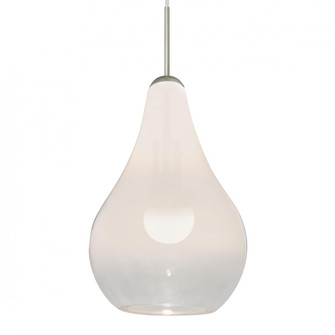 Besa, Leon Cord Pendant, Milky White/Clear, Satin Nickel Finish, 1x9W LED, 15Ft Option (127|1JT-LEONWC-LED-SN-L)