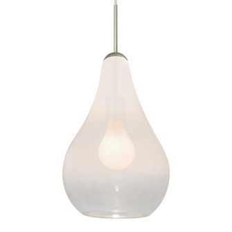 Besa, Leon Cord Pendant, Milky White/Clear, Satin Nickel Finish, 1x60W Medium base, 15Ft Option (127|1JT-LEONWC-SN-L)