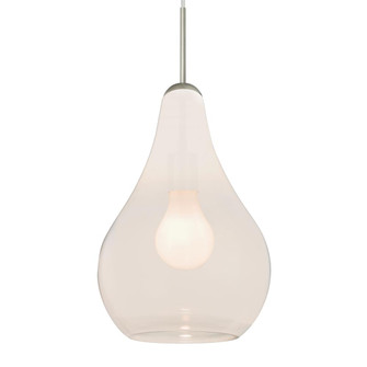 Besa, Leon Cord Pendant, Milky White, Satin Nickel Finish, 1x60W Medium base, 15Ft Option (127|1JT-LEONMW-SN-L)