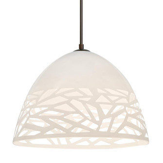 Besa Kiev Pendant, White, Bronze Finish, 1x60W Medium Base, 15Ft. Cord (127|1JT-KIEVWH-BR-L)