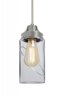 Besa, Blink Cord Pendant, Clear, Satin Nickel Finish, 1x4W LED Filament, 15Ft. Cord (127|1JT-BLINKCL-EDIL-SN-L)