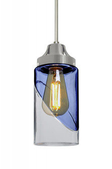 Besa, Blink Cord Pendant, Trans. Blue/Clear, Satin Nickel Finish, 1x4W LED Filament, 15Ft. Cord (127|1JT-BLINKBL-EDIL-SN-L)