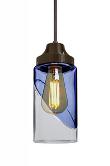 Besa, Blink Cord Pendant, Trans. Blue/Clear, Bronze Finish, 1x4W LED Filament, 15Ft. Cord (127|1JT-BLINKBL-EDIL-BR-L)